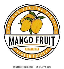 mango fruit logo design, with fresh apple fruit icon. Perfect for fruit labels, juice drink icons or drink product stickers