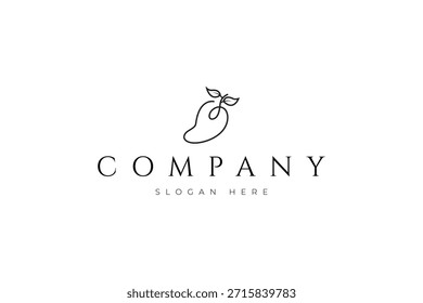 mango fruit logo with minimalist line art design style