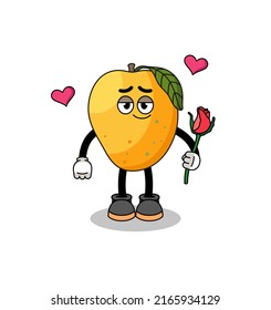 mango fruit mascot falling in love , character design
