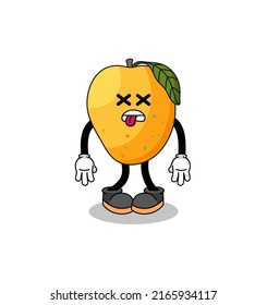 ilustración de mascota de frutos de mango está muerta, diseño de caracteres