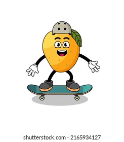 mango fruit mascot playing a skateboard , character design
