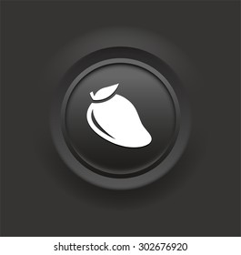 Mango Fruit on Black Bevel Round Button