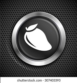Mango Fruit on Black Round Button