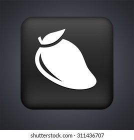 Mango Fruit on Black Square Button
