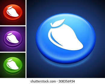 Mango Fruit on Blue Round Button