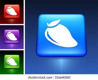 Mango Fruit on Blue Square Button