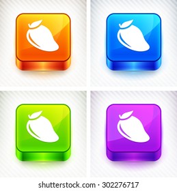 Mango Fruit on Color Square Buttons