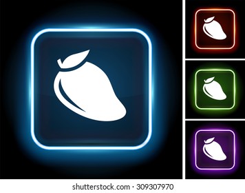 Mango Fruit on Glow Square Button