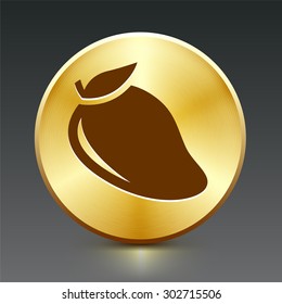 Mango Fruit on Gold Round Button
