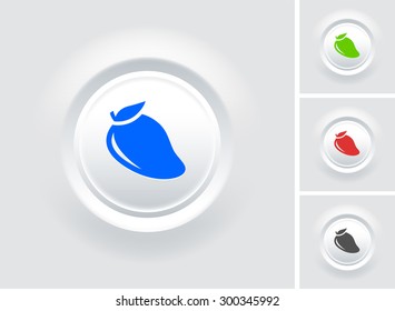 Mango Fruit on White Bevel Round Button