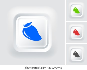 Mango Fruit on White Square Button