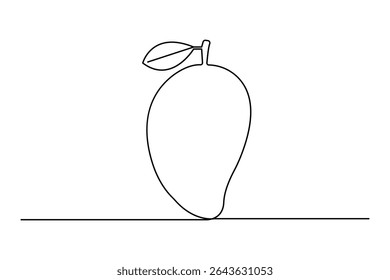 Mango fruit outline icon in continuous one line minimalist style illustration