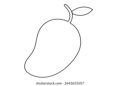 Mango fruit outline icon in continuous one line minimalist style illustration