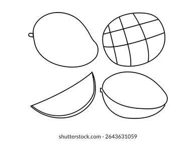 Mango fruit outline icon in continuous one line minimalist style illustration