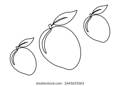 Mango fruit outline icon in continuous one line minimalist style illustration