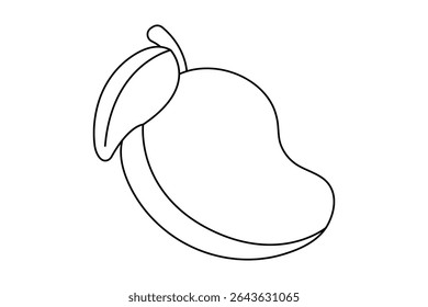Mango fruit outline icon in continuous one line minimalist style illustration