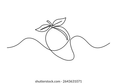 Mango fruit outline icon in continuous one line minimalist style illustration