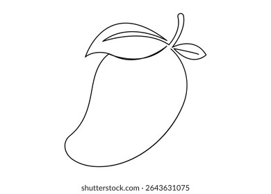 Mango fruit outline icon in continuous one line minimalist style illustration