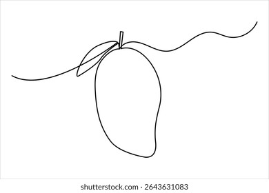 Mango fruit outline icon in continuous one line minimalist style illustration