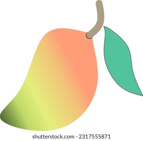 Mango fruit with perfect color gradation and beautiful vector art,background,wallpaper or logo design