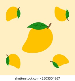 mango fruit seamless for pattern fabric, simple mango fruit cute repeat in square background, illustration fruit pattern wallpaper