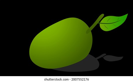 Frutos de mango y diseño de sombra sobre fondo negro