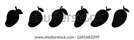 Mango Fruit Silhouette Set  Tropical Summer Vector