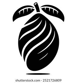 Manga Fruit Vetor. Ícone preto. ícone de manga ilustração vetorial com fundo branco. Silhueta de ícone de manga preta.