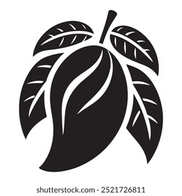 Mango Fruit Vector. Black Icon. mango icon vector illustration with white background. Mango icon silhouette black.