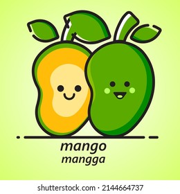 
mango fruit vector with cute face