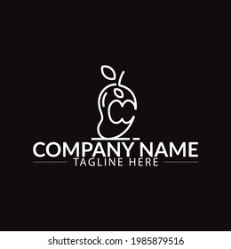mango fruit vector illustration logo mango built on geometric shapes. healthy food logo Template