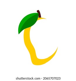 Plantilla de icono del logotipo de la ilustración del vector de frutos de mango. Mango amarillo en un estilo plano. Icono de mango. Diseño de mango y fruta sana con estilo moderno. Ilustración del vector
