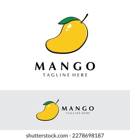Mango Fruit Vector Illustration Logo. Mango Icon in Flat Concept.