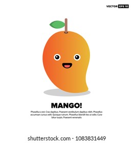 Mango Fruit Vector Illustration with Smiley Face