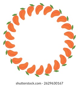 Coroa de frutas de manga, Borda redonda de manga, Fruit Round Wreath Frame, Ilustração isolada
