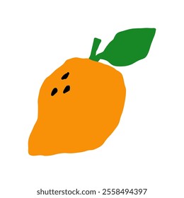 Mango. Geometry minimalistic organic fruit. Doodle style icon. Vector cartoon flat isolated illustration
