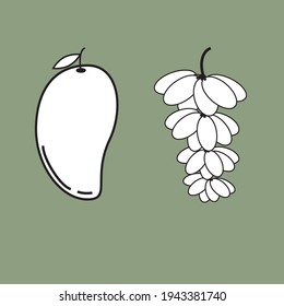 mango and grapes best fruit vector jpg file 