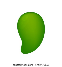 mango green fruit simple isolated on white background, raw mango cartoon for clip art, illustration mango for icon, vector