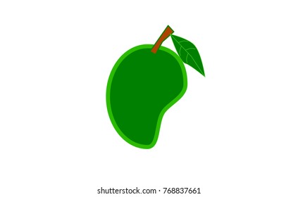 Mango green, Vector illustration  fruit,isolated on white background.