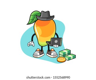 Mango hacker cartoon. Mascot Character vector.