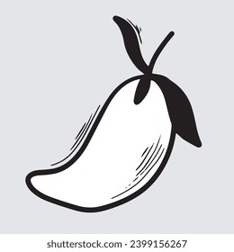 mango hand drawn with doodle style illustration.
