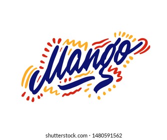 Mango hand drawn illustration. Template for card banner and poster for bar menu and restaurant. Vector illustration
