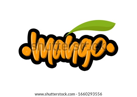 Mango hand drawn modern brush lettering text. Vector illustration logo for print and advertising