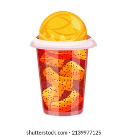 Mango Ice Cream Sorbet Isolated On White Background Cartoon Vector Illustration.