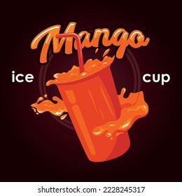 mango ice cup with juice splash