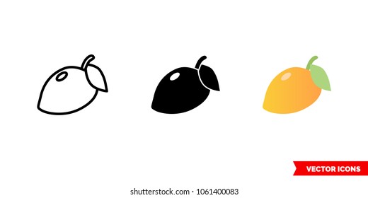 Mango Icon Of 3 Types: Color, Black And White, Outline. Isolated Vector Sign Symbol.