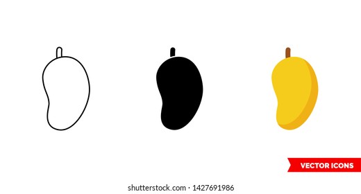 Mango icon of 3 types: color, black and white, outline. Isolated vector sign symbol.