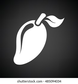 Mango icon. Black background with white. Vector illustration.