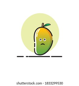 Mango icon cute vector illustration sad teary eyes expression