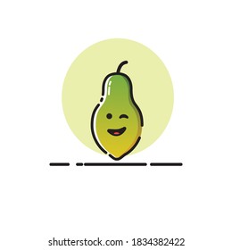 Mango icon cute vector illustration eye wink expression